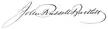 John Russell Bartlett signature in black ink on a white background, vintage close-up.