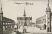 Georg Calixtus's University of Helmstedt courtyard, a black and white gravure with people in period costume