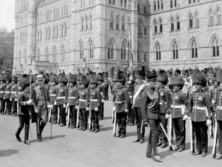 Viscount Willingdon inspecting the Governor General's Foot Guards, 1927
