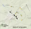 Military map of the Battle of Langensalza showing Prussian and Hanoverian troop movements and artillery positions.