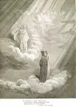 Paradiso XVI by Dore, a black and white fine art oil painting of figures in long robes amidst heavenly clouds